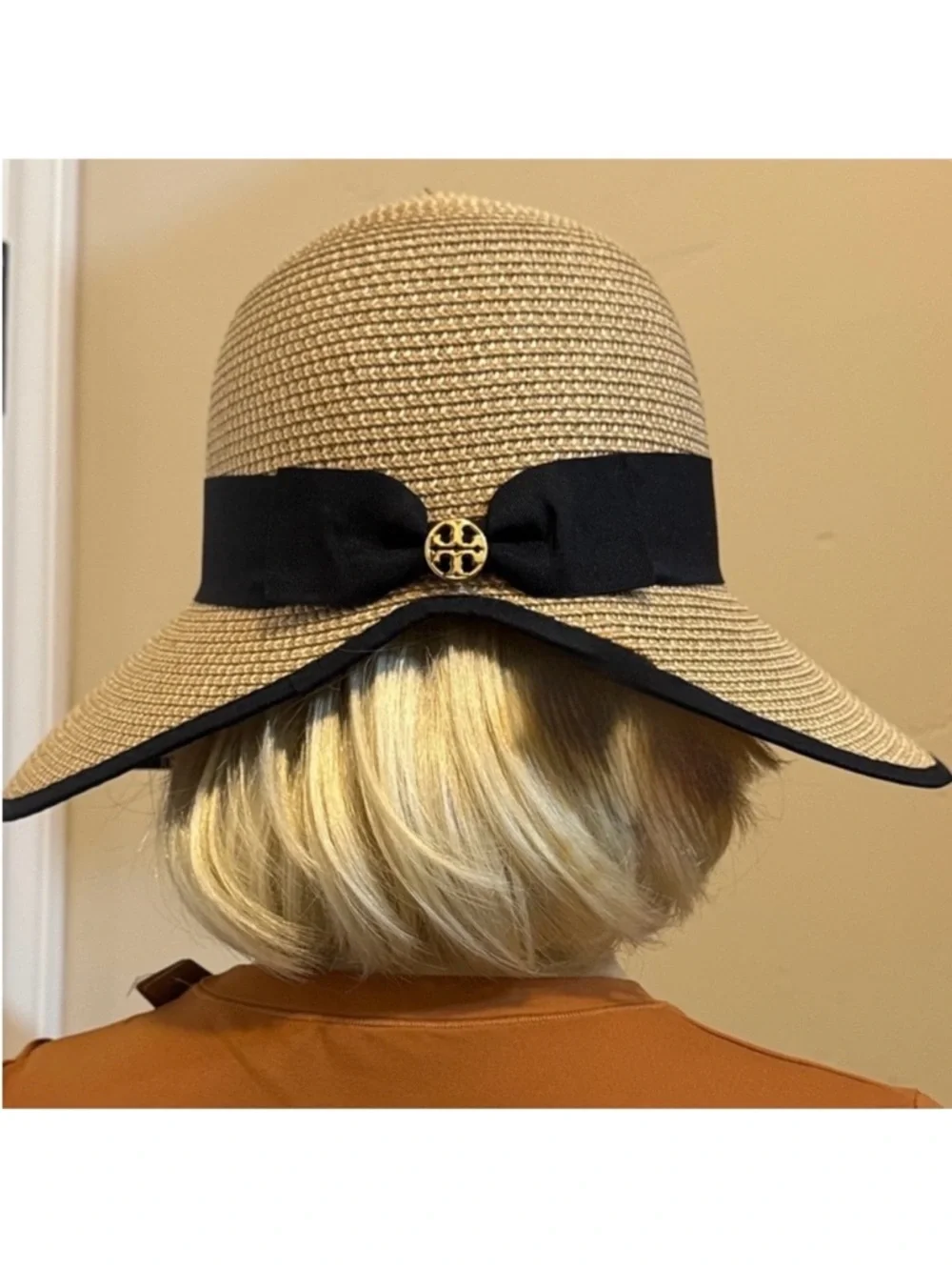 Tory Burch✨ Tan and black Sun Hat one size UPF 50+ - Picture 10 of 15